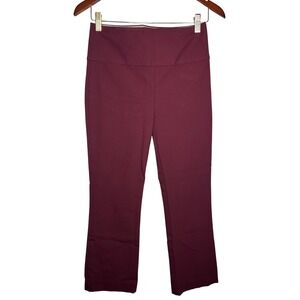 Theory Yoke Eco Bistretch Flare Pants Womens 2 Burgundy High Rise Career Chic